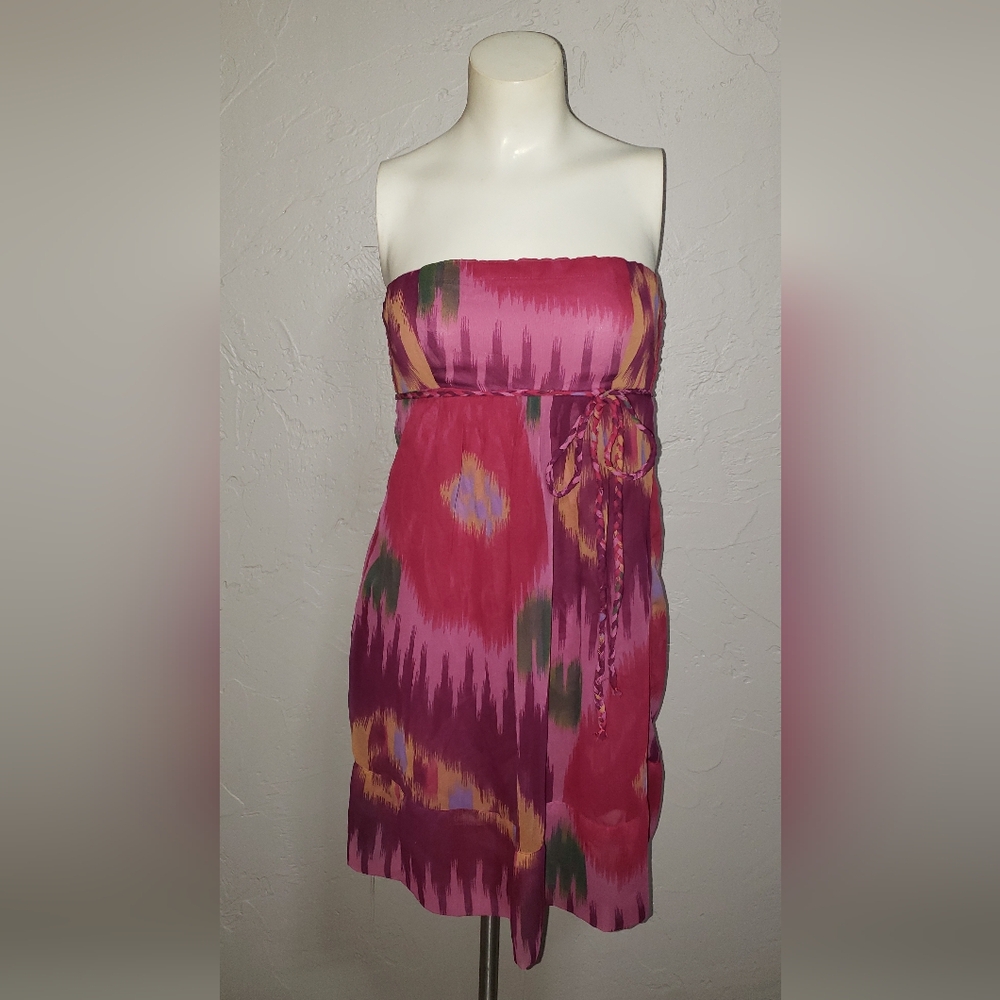 Pink and Red Strapless Dress